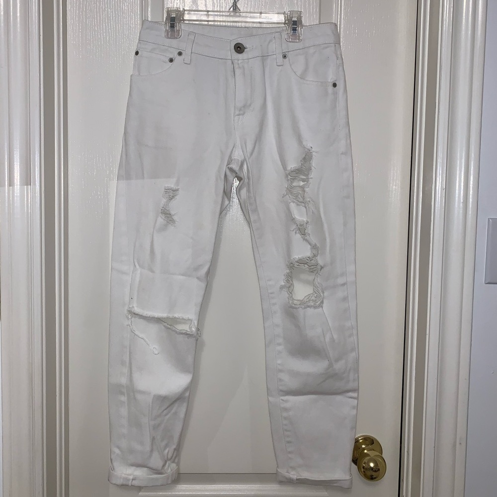 White Ripped Mom Jeans